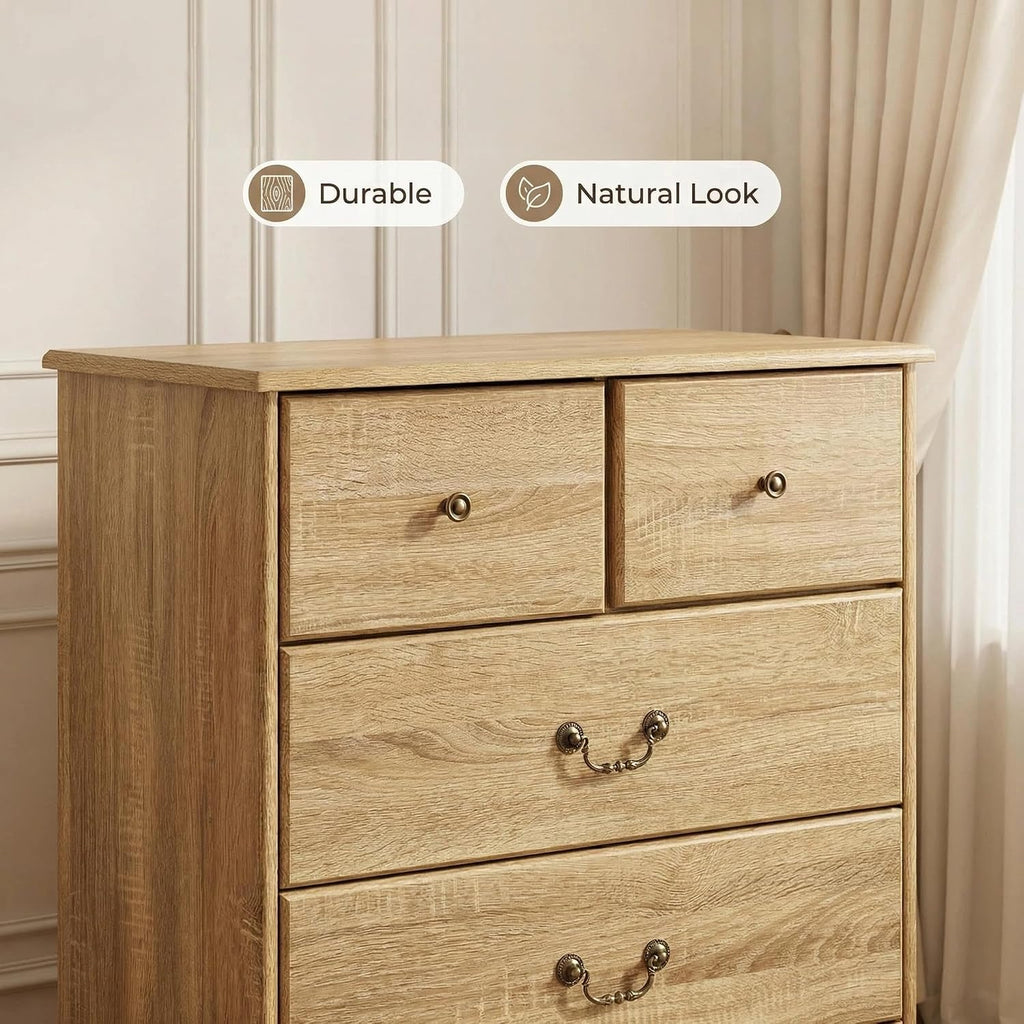 Farmhouse Chest of Drawers 5 Drawers Dresser Oak | 30" Wide Vertical Dressers & Chests of Drawers Vintage Wood