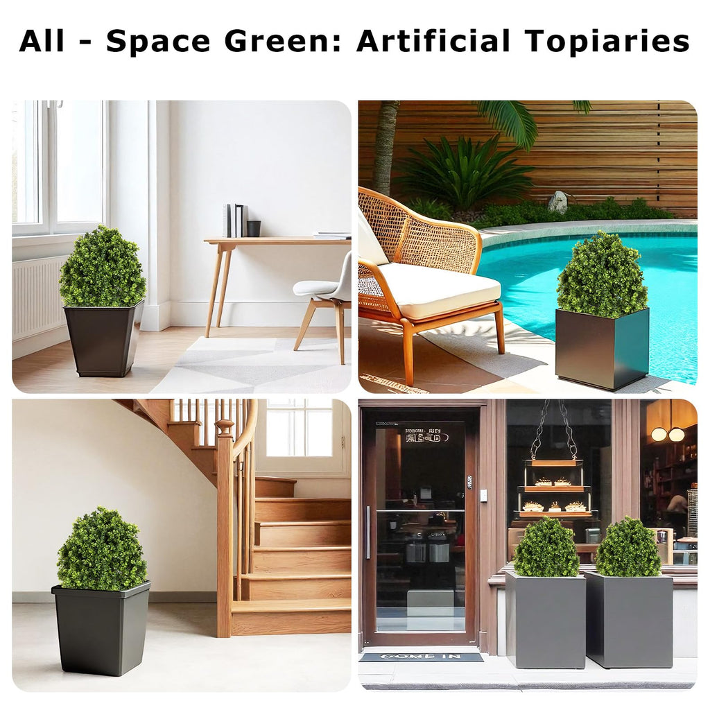 27" Artificial Boxwood Topiary Ball Trees Outdoor