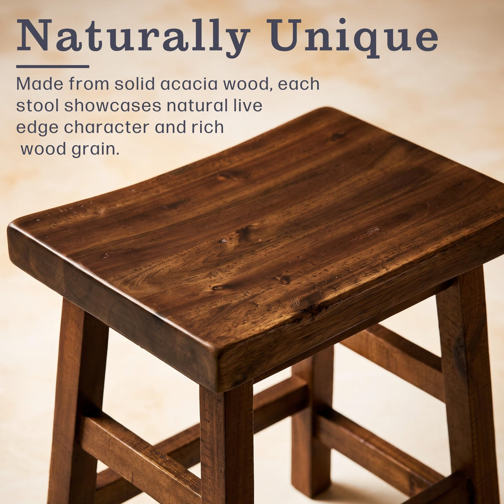 Durango Solid Wood Rustic Single Bar Stool, Natural, 20"