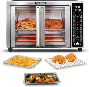 French Door Air Fryer - 25 Qt Large Capacity Convection Oven, Fryfroce 360°, Digital Display with 17