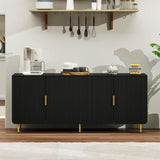 65" Fluted Sideboard Buffet Cabinet with Storage, Console Cabinet with 4 Doors & Adjustable Shelves