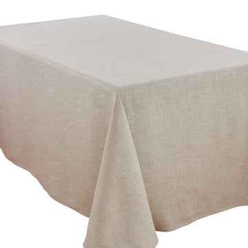 Poly and Linen Blend Toscana Tablecloth with No Hemstitch Border, Natural, 90"x132"