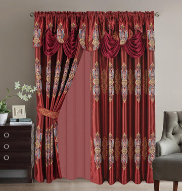 Regal Regalia Jacquard Blackout Curtains,Set of 2 Panels,W60"*L86,80% Light Blocking Window Drapes with Gold Floral