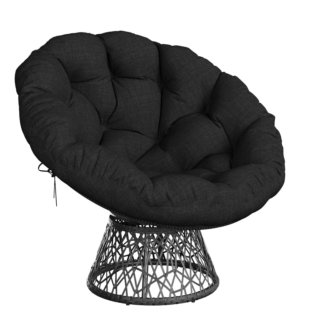 40" Ergonomic Wicker Papasan Chair with Extra-Thick Soft Cushion