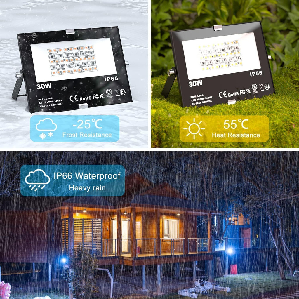 LED Flood Lights RGB Color Changing 300W Equivalent Outdoor, 30W Bluetooth Smart RGB Floodlight APP Control, 2700K&16