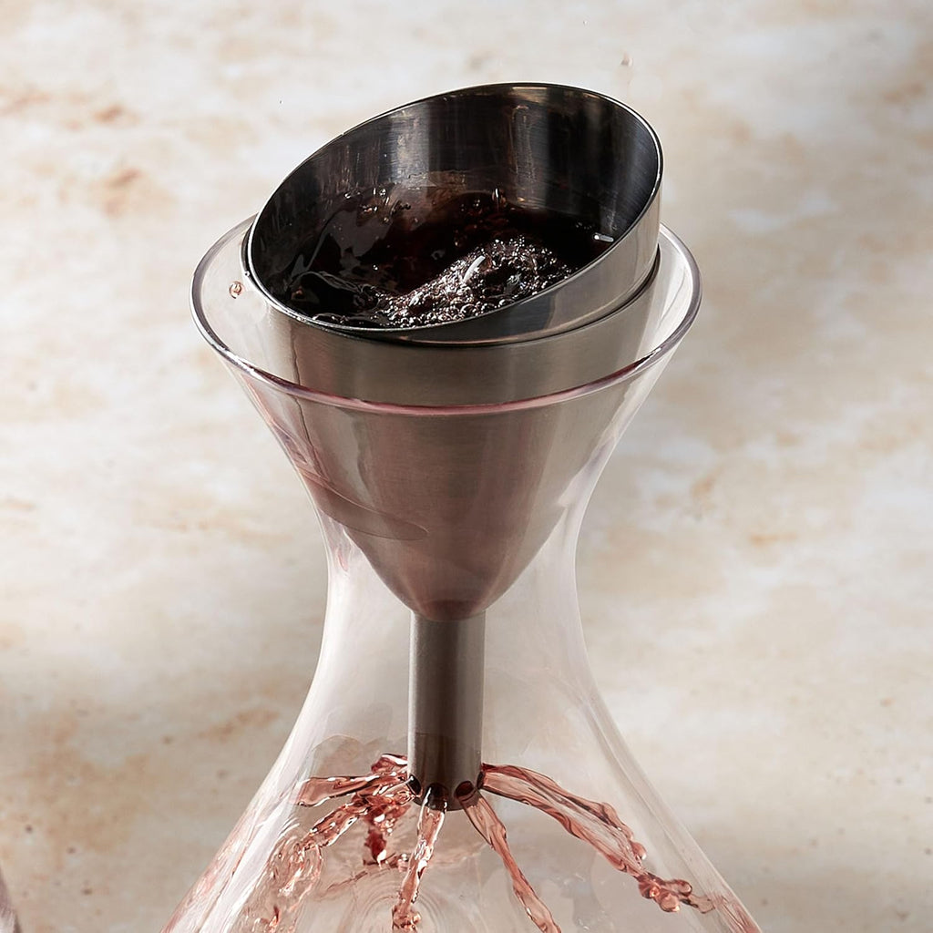 Wine Aerator Shower Funnel with Sediment Strainer, Stainless Steel