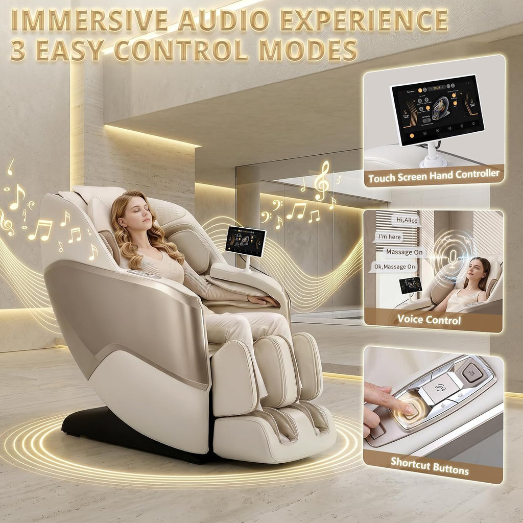 4D Full Body Massage Chair Zero Gravity,Smart Pressure-Sensing,55" SL-Track | SL-Track Neck to Feet,18 Auto Modes,4