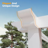 Modern Shade Open Sky 10'x12' Pergola Cabana, Modern Outdoor Pergola with White Privacy Curtains & Back Privacy Wall