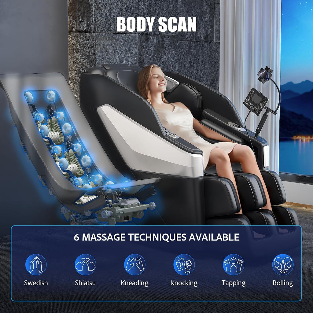 Massage Chair Full Body: Zero Gravity with SL Track, 3D Robot Hands, Heat, Airbag Massage, Foot Roller, Bluetooth