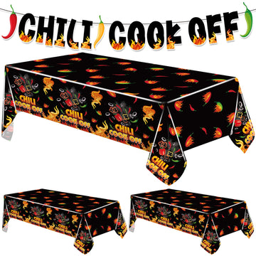 4 Pcs Black Chili Cook Off Table Decoration Set, Chilis Pepper Party Decor