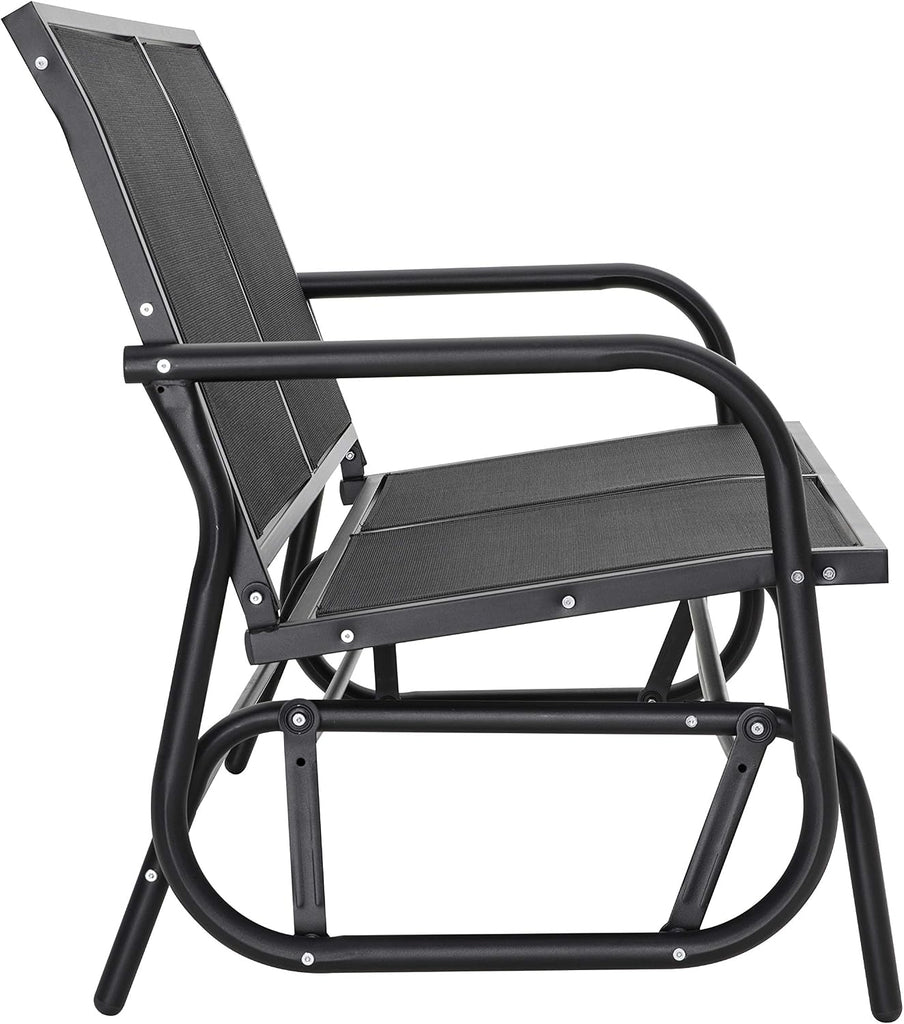 2 Person Outdoor Glider Bench Patio Glider, Patio Glider Swing Chair with Powder Coated Steel Frame and Breathable