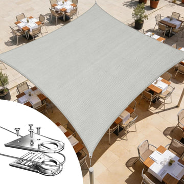24' x 31 Grey Rectangle Square Super Ring Sun Shade Sail Order to Make Canopy Awning RSTAWS, 260 GSM Heavy Duty & 98%