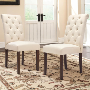 Tufted Dining Chairs Set of 2, Accent Parsons Diner Chair Upholstered Fabric Stylish Kitchen Chairs with Solid
