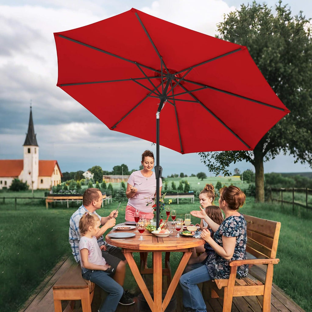 10ft Outdoor Patio Umbrella - Table Umbrella Waterproof UV Protection, Sombrillas de Patio with Push Button Tilt
