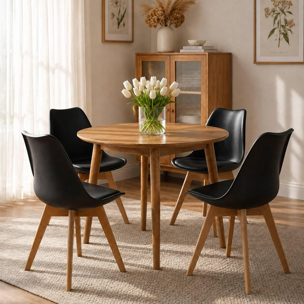 Dining Chairs Set of 4, Modern Upholstered Dining Room Chairs with PU Leather Padded Seat, Armless Kitchen Chairs
