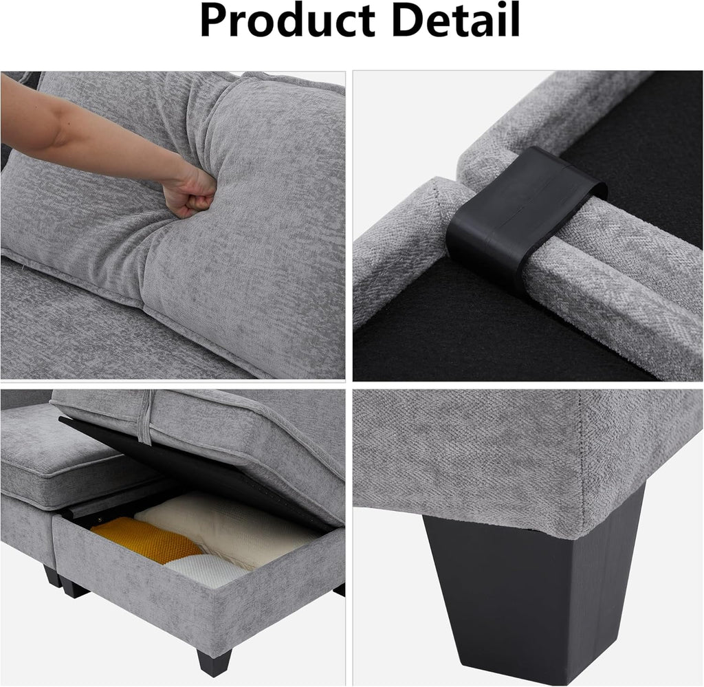 Oversize Corner Modular Sectional Sofa Set, Convertible L Shaped Couch with Storage, 8 Seater Sofa Modular with