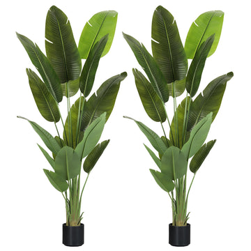 Large Artificial Plants Indoor 7.2Ft Silk Bird of Paradise Big Tall Fake Tree Faux Green Silk Floor Potted Plants