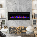 50" Electric Fireplace Wall Mounted and Recessed with Remote Control, 750/1500W Ultra-Thin Wall Fireplace Heater W/Timer Adjustable Flame Color and Brightness, Log Set & Crystal Options A132-B09G2Q1V4L