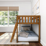 Fundamental Twin Low Bunk Bed, Kids Solid Wood Modern Bed Frame with Strong Wooden Slats, Non-Toxic Finishes