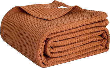100% Cotton Waffle Weave Throw Blanket 40"x50", Soft Lightweight Breathable Cozy Washed, Layer Blanket, Farmhouse