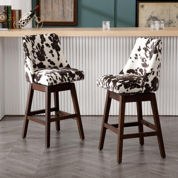 27.5" Bar Stools Set of 2, Velvet Swivel Kitchen Counter Height Stool Chairs with Back Mid Century Modern Barstool