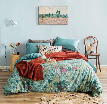 Botanical Duvet Cover Queen 100% Egyptian Cotton Green Leaves Duvet Cover Set Super Soft 3 Pcs 1 Tree Plant Print