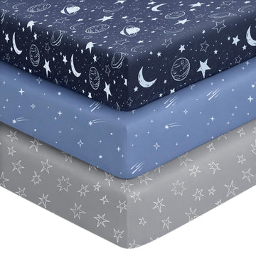 Baby Crib Sheets for Boys Girls, 28x52x8in Fitted Crib Sheet Neutral 3 Pack for Standard Crib and Toddler Mattress