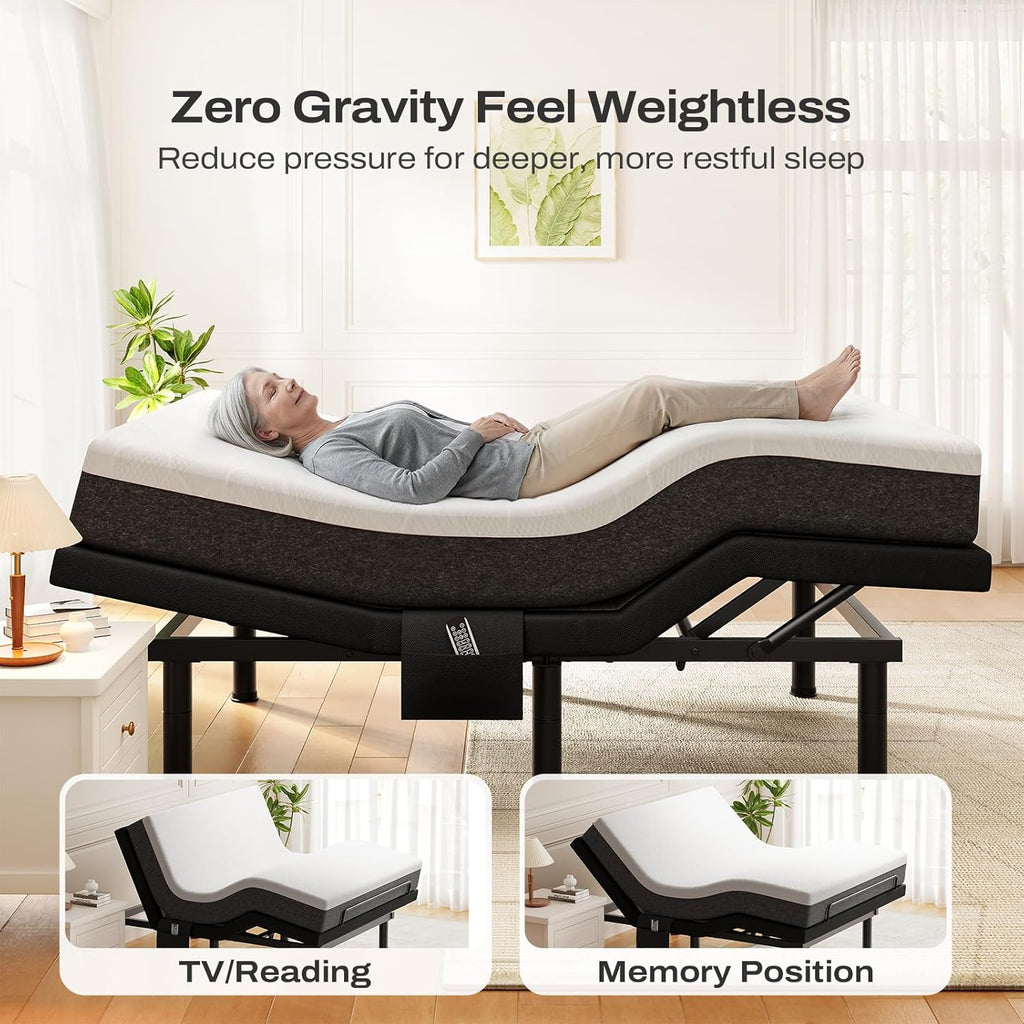 Twin XL Adjustable Bed Frame with Massage and Head & Foot Incline
