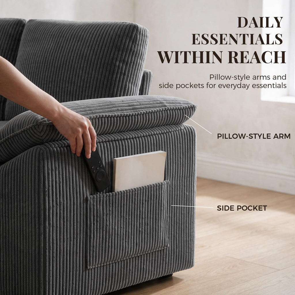 108'' Modular Sectional Sleeper Sofa Couches, Dark Grey