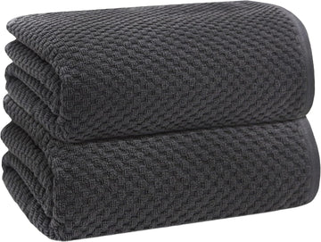Euro Spa Waffle Weave Bath Sheets - Set of 2 Grey Towel Sheets | Pure 100% Ringspun Cotton Oversized Luxurious Towel