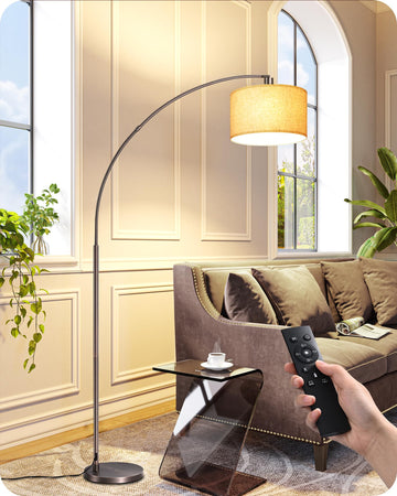 Bronze Modern Floor Lamp with Remote, 78.3" Tall Arc Standing Lamp