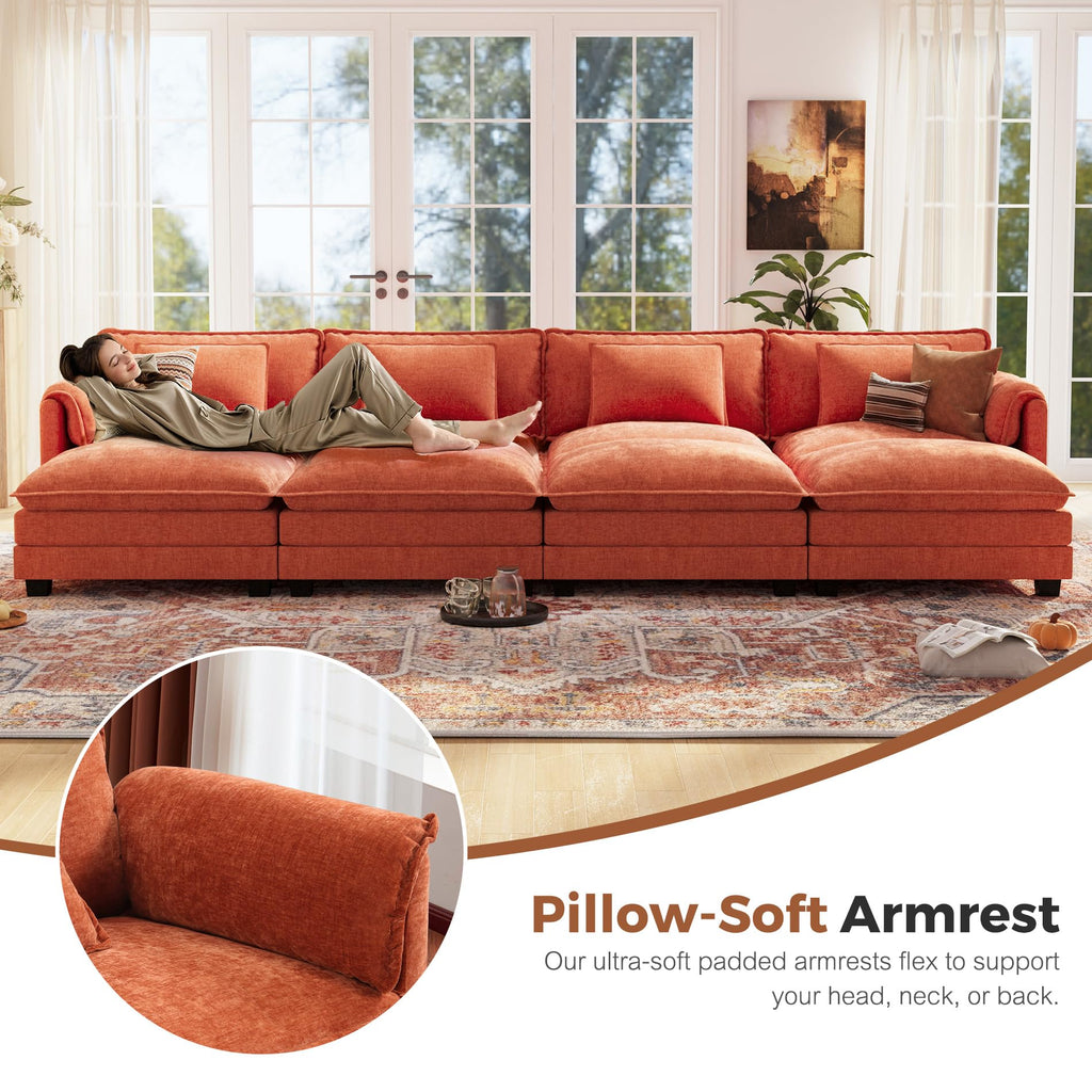 153" Oversized Cloud Couch Modular Sectional Couches, Large 7-Seat Deep Seat Sofa U Shaped Modern Sofa with Movable