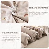 DJY Queen Comforter Set,Taupe Botanical Floral Bedding Comforter Sets Queen for All Seasons,7 Pieces Queen Bed in a