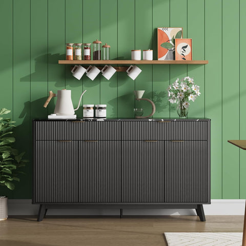 60'' Sideboard Buffet Storage Cabinet with 2 Drawers 4 Doors & Adjustable Shelves