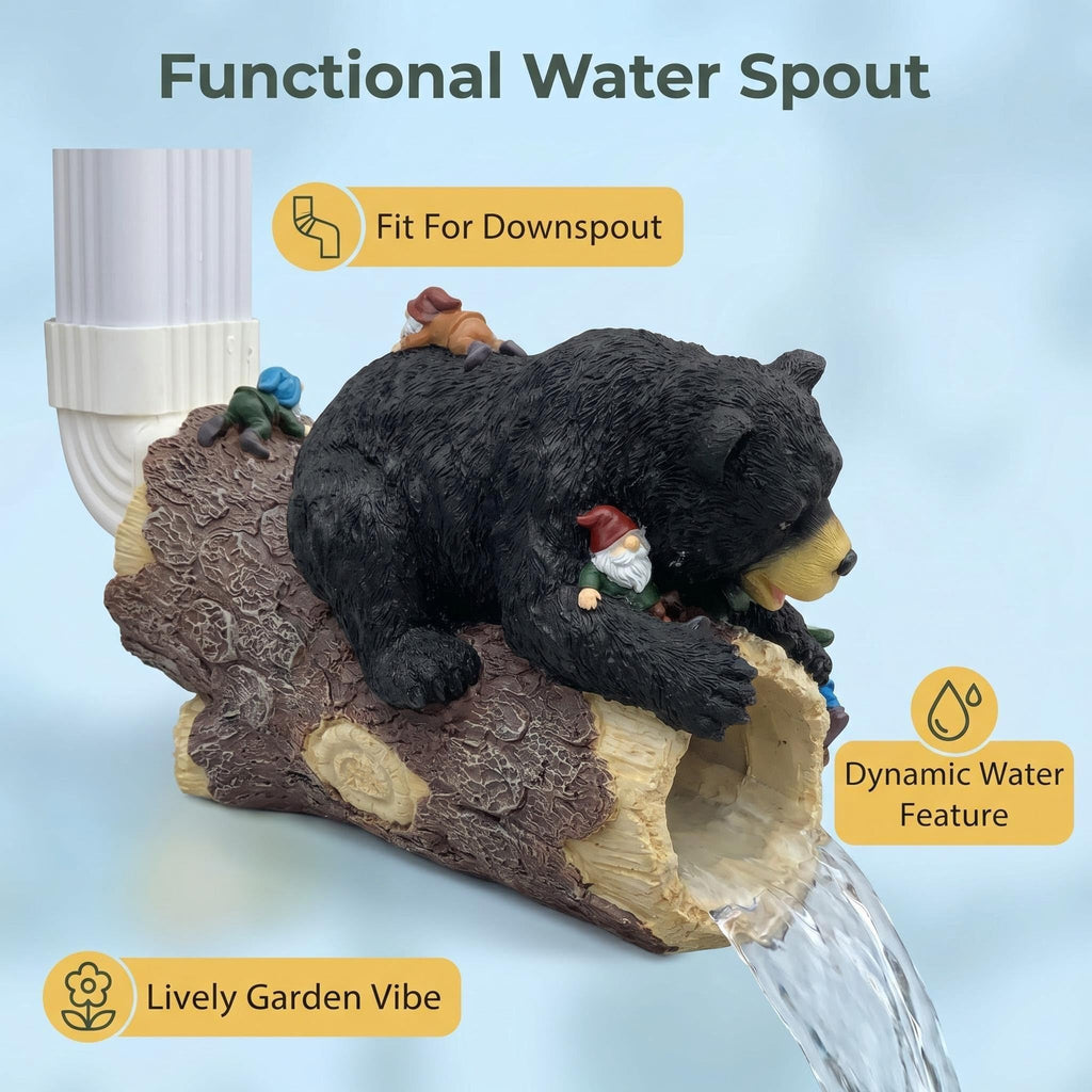 Bear Statue Decor, Bear Gutter Downspout Extension, Weather Resistant Resin, Outdoor Decorative