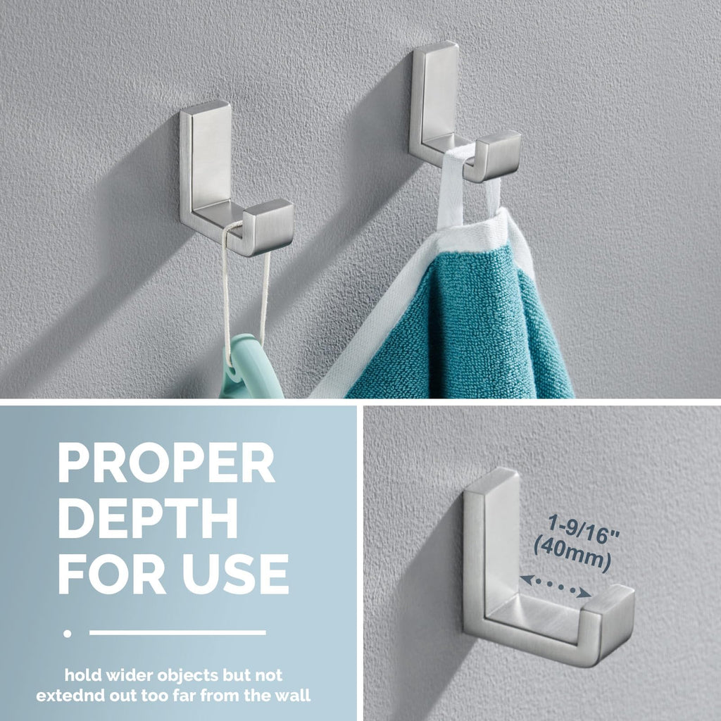 Bathroom Towel Hooks, 2 Pack Robe Hook for Wall Brushed Nickel