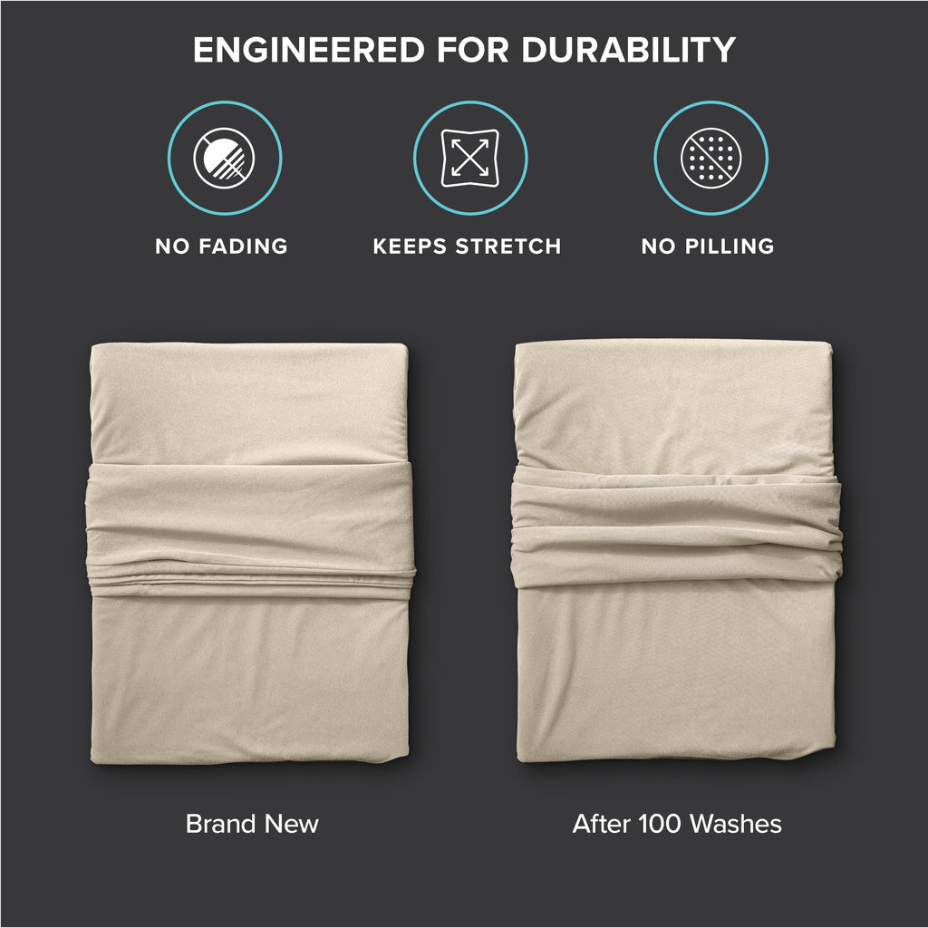 Cooling Performance Jersey Knit Stretch Sheet Set (King, Sand)