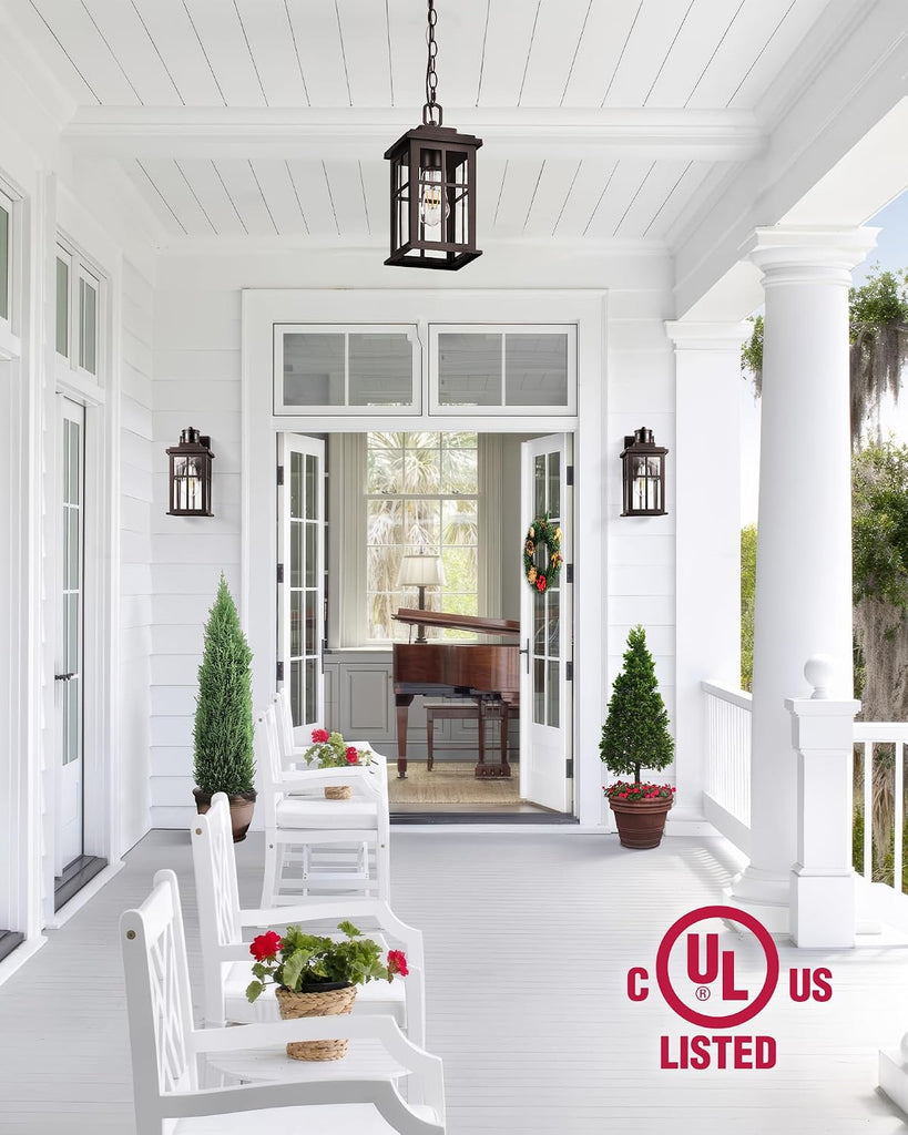 Bronze Hanging Porch Light, Modern Outdoor Pendant Lights for Porch