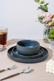 24 Piece Starry Blue Ceramic Dish Set,Plates and Bowls Set for 8,Dinnerware Sets for Hosting