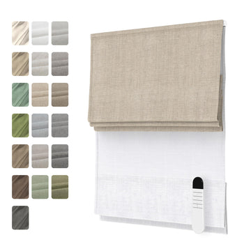 Motorized Day Night Roman Shades with Remote, Custom Size