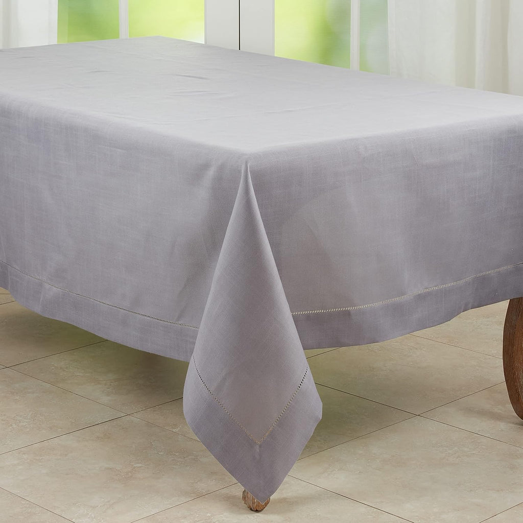 Rochester Collection Hemstitched Border Tablecloth, 70"x160", Slate