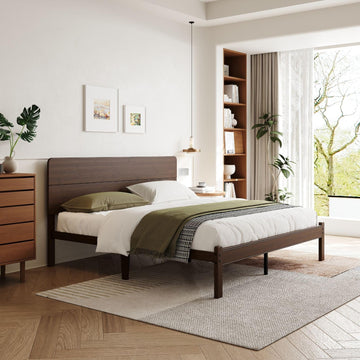 14 Inch Solid Bamboo Wood King Size Bed Frame with Headboard