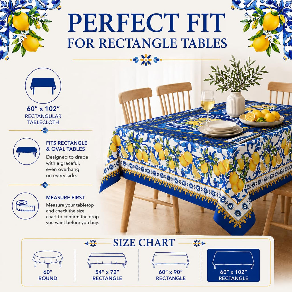 60"x90" Rectangle Tablecloth, Rectangular Table Cloth, Provence