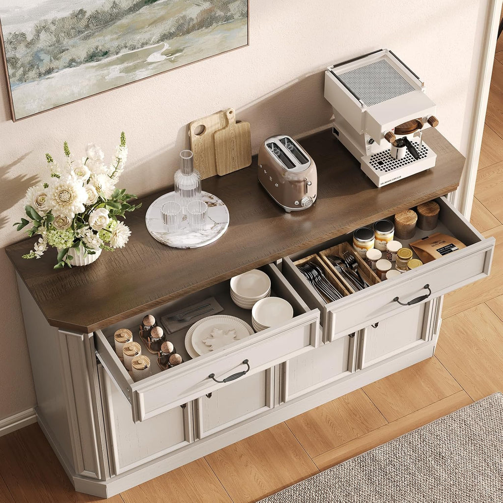 55" Sideboard Buffet Cabinet with 2 Storage Drawers & 4 Doors