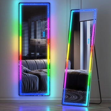 63 x 20 in Full Length Mirror with LED Lights, RGB Lighting, White
