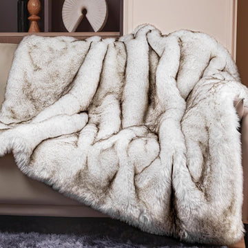 1000GSM Faux Fur Throw Blanket, Super Thick Warm Cozy Heavy Blankets, Plush Fuzzy Elegant Winter Reversible Mink