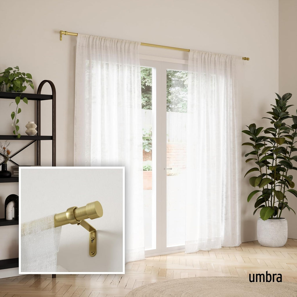 Cappa Curtain Rod, Includes 2 Matching Finials, Brackets & Hardware, 66 to 120-Inches, Gold