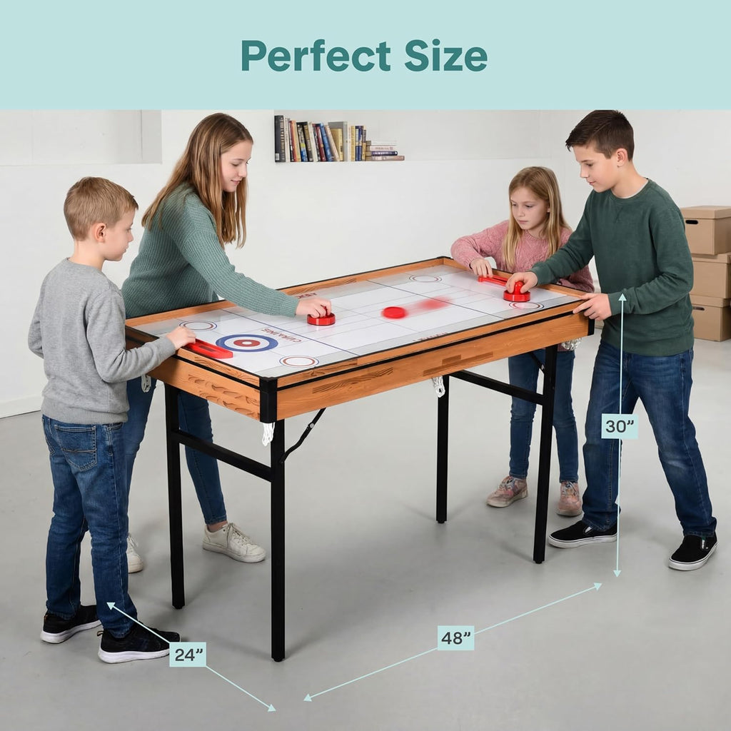 4 in 1 Multi Game Table, 4'x2' Folding Portable Sports Arcade Games with Accessories, Ping Pong, Air Hockey, Pool