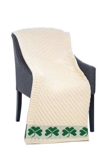 Shamrock Aran Throw Irish Blanket 100% 45''x 68'' (114 x 173 cm)