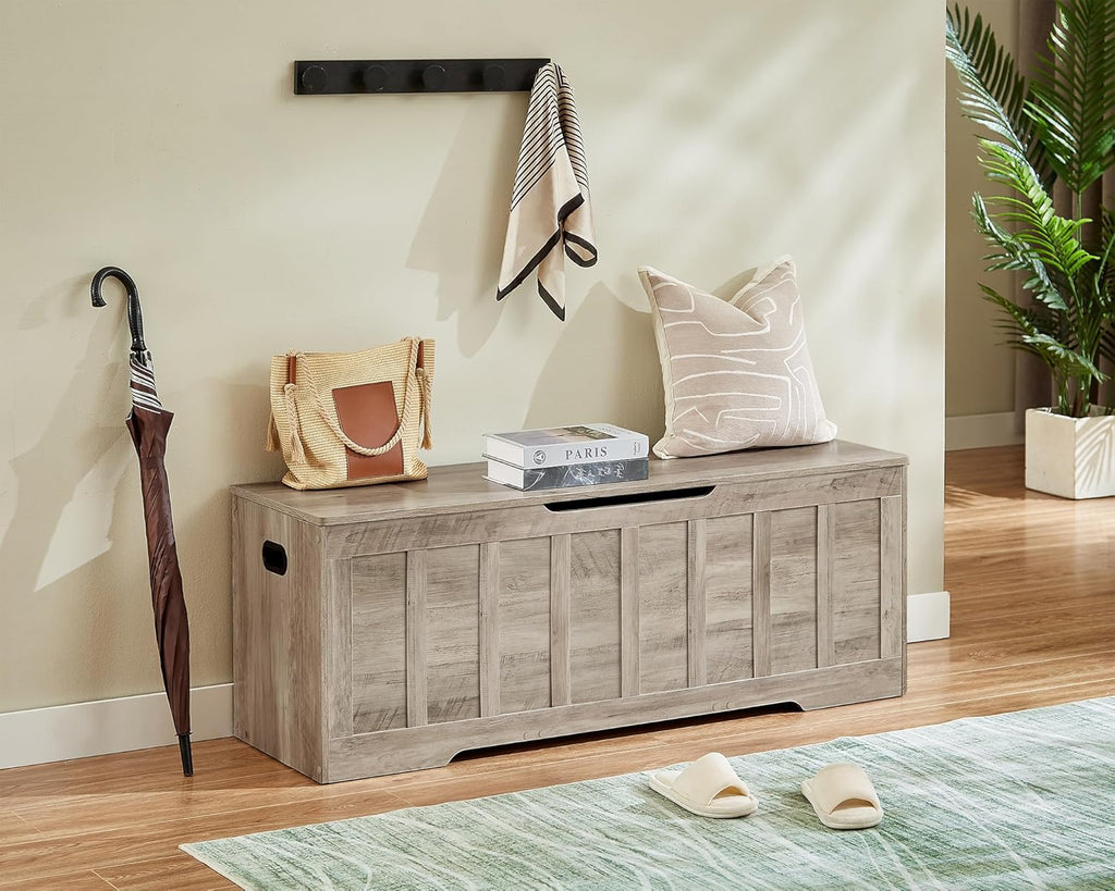 51.2" Storage Chest Extra Large,Storage Bench with 2 Safety Hinges,Shoe Bench,51.2 * 15.7 * 19.1 inches,Wooden Trunk